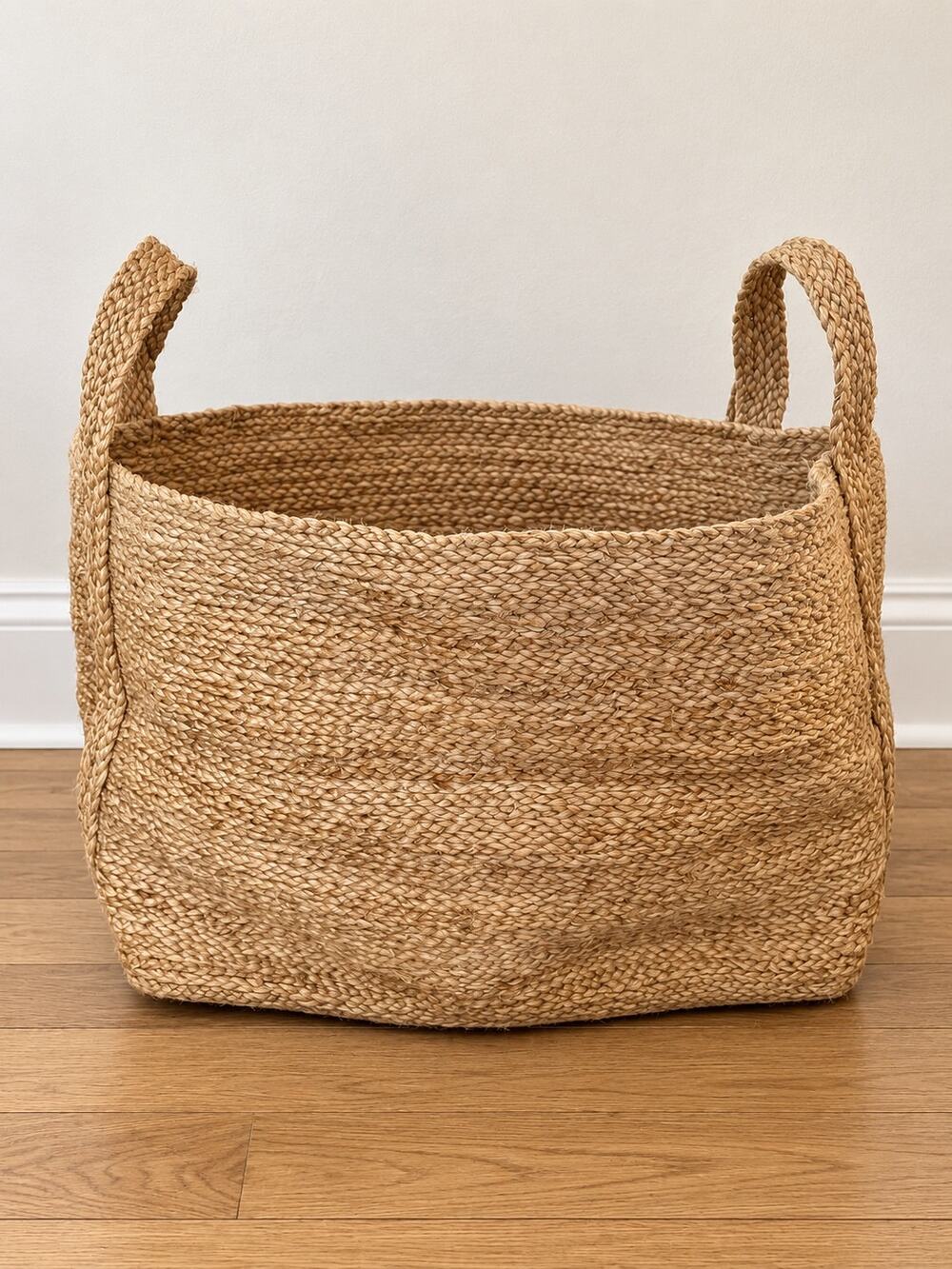 Brand-New Extra-Large Natural Jute Basket – 20” × 14”